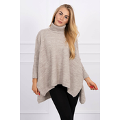 Turtleneck sweater and side slits beige