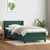 vidaXL vidaXL Box spring postelja z vzmetnico temno zelena 80x220 cm žamet, (21790774)