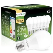 6x LED žarnica E27 A60 5W = 40W 550lm 3000K Topla svetloba 260°