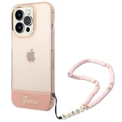 shumee Guess prosojni biserni pašček - ovitek za iPhone 14 Pro Max (roza)