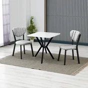 HANAH HOME Set Trpezarijski sto i 2 stolice Elma Grey White
