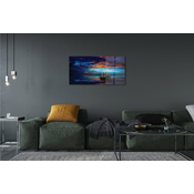 tulup.si Slika na akrilnem steklu Večerni oblaki morje ladja 120x60 cm 4 obešalnika