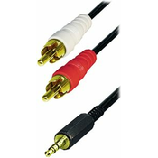 Transmedia Cable 2x RCA-plug - 3,5 mm stereo gold plugs, 1,5m