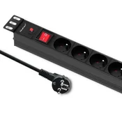 Qoltec PDU podaljšek z zaščito pred preobremenitvijo za 19 RACK | 1U | 16A | 8xFRENCH | 2m
