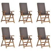 Vidaxl Vrtni Stol 6 szt. Rjava in siva 57 x 71.5 x 104 cm