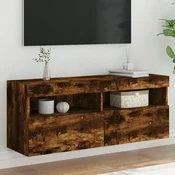 Zidni TV ormaric s LED svjetlima boja hrasta 100x30x40 cm