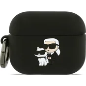 Karl Lagerfeld 3D Logo NFT Karl and Choupette Silikonski ovitek za AirPods Pro 3 Black