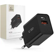 Tech-protect TECH-PROTECT NC30W OMREŽNI POLNILEC Z 2 PRIKLJUČKOMA PD30W/QC3.0 ČRNEGA OBLIKOVALCA