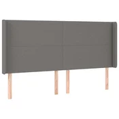 Vidaxl Vzglavje z ušesi temno sivo 163x16x118/128 cm blago