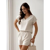 Resti Linen women’s set with short sleeves and shorts