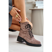 Decorated ankle boots Workery womens insulated D&A Taupe