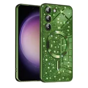 TPU gel ovitek Techsuit Luxury Glitter MagSafe za Samsung Galaxy S23 - deep green