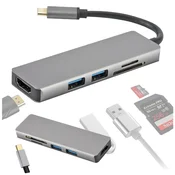 shumee USB-C 3.1 Hub pretvornik 2x USB 3.0 HDMI Micro SD bralnik kartic adapter