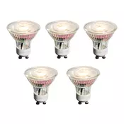Komplet 5 GU10 50mm zatemnitvenih LED žarnic prozornih 4,9W 450 lm 2700K