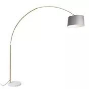 Ločna svetilka medenina s sivo marmorno tkanino 45 cm - XXL