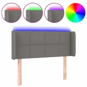 Vidaxl LED posteljno vzglavje temno sivo 83x16x78/88 cm blago