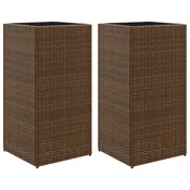 Vidaxl Vrtna korita 2 kosa rjava 40x40x80 cm poli ratan