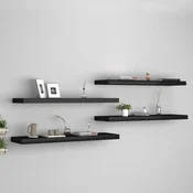 Plutajuce zidne police 4 kom crne 90 x 23,5 x 3,8 cm MDF