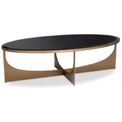 Casa Padrino luxury coffee table brass/black 101.5 x 41.5 x H. 78.5 cm - Oval stainless steel coffee table with glass top - Luxury furniture - Living room furniture - Luxury furnishings