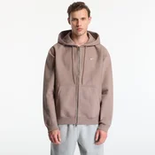 Mikina Nike Solo Swoosh Mens Full-Zip Fleece Hoodie Mink Brown/ Mink Brown/ White XL