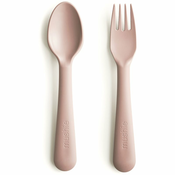 Mushie Fork and Spoon Set pribor Blush 2 kos