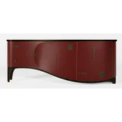 Casa Padrino luxury Art Deco sideboard red/black/brass 195 x 55 x H. 75 cm - Noble solid wood cabinet - Art Deco furniture - Hotel furniture - Luxury furniture