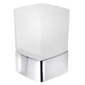 Prostostoječe držalo za kozarce LOUNGE, matirano steklo, krom - Chrome - 70x100x70 mm - Gedy - LOUNGE - 24 - Medenina; steklo - Držalo za kozarec - Kvadratni - 70 - 100 - 70 - 14