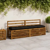 vidaXL Blazina za klop VIANEN 100% poliester Črna 200 x 40 x 12 cm