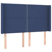 Vidaxl Vzglavje z ušesi modro 147x16x118/128 cm blago