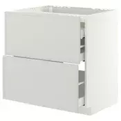 METOD / MAXIMERA Pod.elem.grej.ploca/2front/3fiok, bela/Aspudden svetlosiva, 80x60 cm
