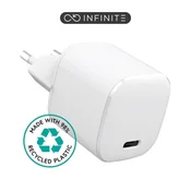 eSTUFF INFINITE USB-C polnilec EU PD 20W Bel 98% reciklirana plastika