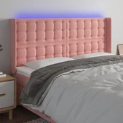 LED uzglavlje ružicasto 203x16x118/128 cm baršunasto