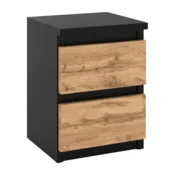 shumee NOČNA OMARICA ČRNI HRAST WOTAN 30 CM 2 PREDALA TV MIZICA ZA LOFT SPALNICO