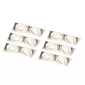 Set 6 vgradnih reflektorjev belih GU10 nagibnih brez okvirja 2-luč - Oneon