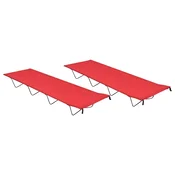 Kreveti za kampiranje 2 kom 180x60x19 cm tkanina i celik crveni