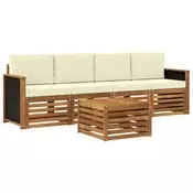 Set vanjskih sofa 5 pcs Prirodna i krem Cvrsto drvo akacije
