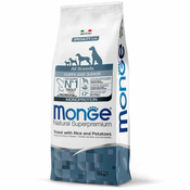 Monge Natural Superpremium Dog All Breeds Puppy And Junior Monoprotein Trout With Rice And Potatoes