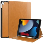 GS Ovitek za iPad 10,2 2021/2020/2019 (9./8./7. generacija), reža za vizitke in pisalo, rjava