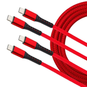 USB C v USB C Pleten kabel 100W, 2M, 2kosa