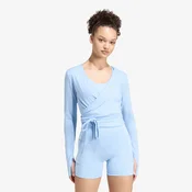 Majice adidas 3 Stripes Studio Soft Ballet Wrap Top Glow Blue/ Earth Strata M