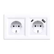 Nova ozemljena vtičnica 16A 250V USB z belim okvirjem
