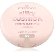 essence silky CUSHION FOUNDATION tekoči puder v gobici s srednjo prekrivnostjo odtenek 100 12 g