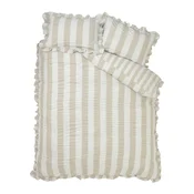 Bež 3-delna posteljnina za zakonsko posteljo 200x200 cm Seersucker Frill Stripe – Catherine Lansfield