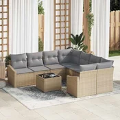 vidaXL Kavčna garnitura 9 kos Bež in siva 233,5 x 234 x 85 cm