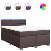 Vidaxl Box spring postelja z vzmetnico temno rjav 140x190 cm blago