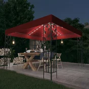 Sjenica s LED svjetlosnim trakama 3 x 3 m crvena boja vina