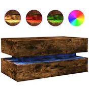 Greatstore Klubska mizica z LED lučkami dimljeni hrast 90x50x40 cm
