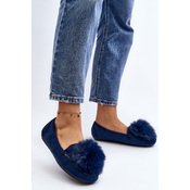 Womens loafers with fur Blue Novas