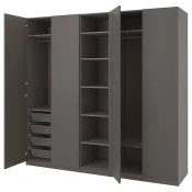 PAX / FORSAND Garderober, tamnosiva/tamnosiva, 250x60x236 cm