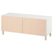 BESTA TV stalaža s vratima, bela Björköviken/Mejarp/brezov furnir, 120x42x48 cm